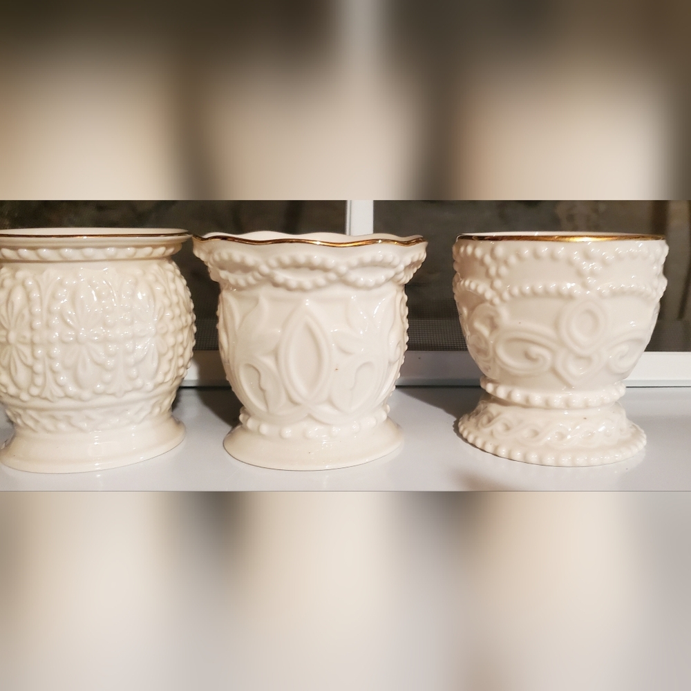 Trio of Lenox china tealight holders